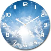 Tulup Wanduhr aus Glas 30fi Glasbild Glasuhr Gehärtetes Glas - weisse-zeiger - Clouds in the sky