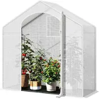Woltu Gewächshaus, Winterfest, Tür Fenster, 200x80x200cm, aus Stahlrohr PE : Weiß Farbe: Weiß