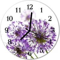 Tulup Glasuhr Wanduhr Küchenuhr Echt-Glas 30fi cm Blume violett