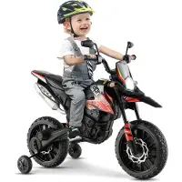 Goplus 12V Aprilia Elektro Motorrad, Kindermotorrad mit 2 Stützrädern, Scheinwerfer, Musik, Kinderfahrzeug mit Doppelmotoren & Stoßdämpfer, für Kinder von 3-8 Jahren (Rot)