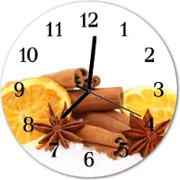 Tulup Glasuhr Wanduhr Küchenuhr Echt-Glas 30fi cm Vanille Zitrone braun gelb