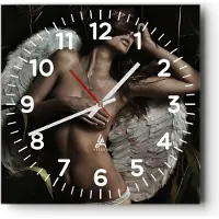 ARTTOR Wanduhr - Quadrat - Glasuhr - Engel Schönheit Körper - 30x30cm - Schleichendes Uhrwerk - Lautlos - zum Aufhängen bereit - Dekoration Modern - Wanddekoration aus Glas - C4AC30x30-0225