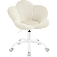 Woltu Kinder Schreibtischstuhl, Bürostuhl, ergonomisch, höhenverstellbar, Samt : Beige Farbe: Beige