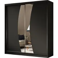 Masseno Schiebetürenschrank VOCE 200 cm Kleiderschrank Schlafzimmer Schrank 2-türig mit Spiegel Schwarz