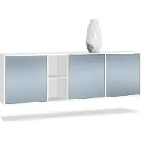 Vladon Kommode Cuba, Germany, Weiß matt/Denim matt - Modernes Sideboard für Ihr Wohnbereich - (BxHxT) 182x53x35 cm