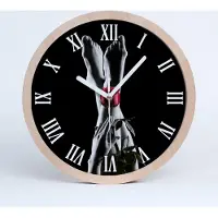 Tulup Holzuhr 30fi cm wanduhr - weiße Spitzen - Rose und Füße