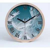 Tulup Holzuhr 25fi cm wanduhr - schwarze Spitzen - Löwenzahn Samen
