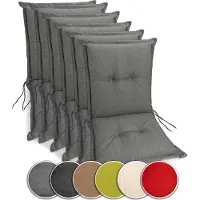 Sunnypillow 6 Stück Gartenstuhlauflagen Niedriglehner 100 x 50 x 9 cm Auflage Polsterauflagen UV-Lichtecht Stuhlauflage Stuhlkissen Grau