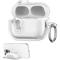 Kwmobile transparentes Kopfhörer Case kompatibel mit Apple Airpods Pro 2 / Pro 1 Hülle - Headphones TPU Cover mit Standfunktion und