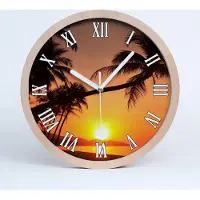 Tulup Holzuhr 20fi cm wanduhr - weiße Spitzen - Sonnenuntergang am Strand