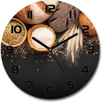 Tulup Wanduhr aus Glas 30fi Glasbild Glasuhr Gehärtetes Glas - schwarze-zeiger - Bread and wheat