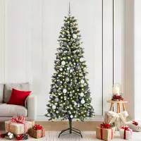 vidaXL Möbel 2025 - Weihnachtsbaum with Decorative String Lights Grün 210 cm PVC - Künstliche Weihnachtsbäume Neu1454