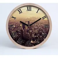 Tulup Holzuhr 20fi cm wanduhr - schwarze Spitzen - Manhattan New York