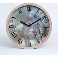 Tulup Holzuhr 20fi cm wanduhr - schwarze Spitzen - wilde Blumen