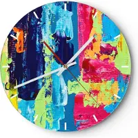 ARTTOR Wanduhr - Rund - Glasuhr - Abstraktion Design Grafik - 40x40cm - Schleichendes Uhrwerk - Lautlos - zum Aufhängen bereit - Dekoration Modern - Wanddekoration aus Glas - C3AR40x40-3131