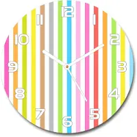 Tulup Wanduhr aus Glas 30fi Glasbild Glasuhr Gehärtetes Glas - weisse-zeiger - Colored stripes