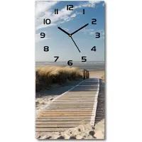 Tulup Wanduhr aus Glas – 30x60 cm - Glasbild - Glasuhr - Gehärtetes Glas -Weg zum Strand