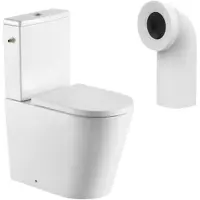 SAT FINE Stand-WC mit Spülkasten Kombi Toilette Wasseranschluss links/rechts spülrandlos mit SoftClose WC-Sitz mit WC-Anschlussbogen 90°. weiß