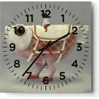 ARTTOR Wanduhr - Quadrat - Glasuhr - Surreal Fisch Kind - 40x40cm - Schleichendes Uhrwerk - Lautlos - zum Aufhängen bereit - Dekoration Modern - Wanddekoration aus Glas - C4AC40x40-4897
