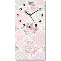 Tulup Wanduhr aus Glas – 30x60 cm - Glasbild - Glasuhr - Gehärtetes Glas -Rosen