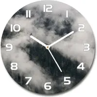 Tulup Wanduhr aus Glas 30fi Glasbild Glasuhr Gehärtetes Glas - weisse-zeiger - Fog over the forest