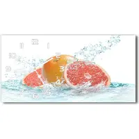 Tulup Wanduhr aus Glas – 60x30 cm - Glasbild - Glasuhr - Gehärtetes Glas - weisse-zeiger - Grapefruit