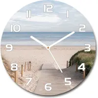 Tulup Wanduhr aus Glas 30fi Glasbild Glasuhr Gehärtetes Glas - weisse-zeiger - Path to the beach
