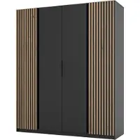 Masseno Drehtürenschrank CAGLIARI 200 cm Kleiderschrank Schlafzimmer Schrank 4-türig Schwarz