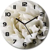 Tulup Wanduhr aus Glas 30fi Glasbild Glasuhr Gehärtetes Glas - schwarze-zeiger - White dahlia
