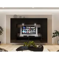 Fun-Möbel Mediawand Wohnwand 10 tlg - NEXI XL 16 - Schwarz Hochglanz inkl. LED