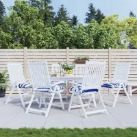 vidaXL "2026 Promotion" Stuhlkissen 6Stk. - Hohe Qualität - Blau & Weiß Gestreift 50x50x7cm Oxford-Gewebe - Gartenmöbelauflagen CC21964