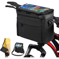 Markenlos Fahrradlenkertasche - Wasserdichte MTB/Rennrad Rahmen-Tasche mit Handyhalter und großem Stauraum für das obere Rohr
