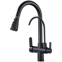 OEM Küchenarmatur, Dual-Handle, Ausziehbare Sprühfunktion, Schwarz