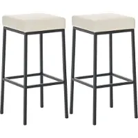 CLP 2er Set Barhocker Montreal 80 Kunstleder schwarz creme
