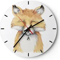 ARTTOR Wanduhr - Rund - Glasuhr - Cartoon Fuchs Kind - 40x40cm - Schleichendes Uhrwerk - Lautlos - zum Aufhängen bereit - Dekoration Modern - Wanddekoration aus Glas - C3AR40x40-4878