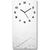 Tulup Wanduhr aus Glas – 30x60 cm - Glasbild - Glasuhr - Gehärtetes Glas -Sechsecke Hintergrund