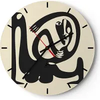 ARTTOR Wanduhr - Rund - Glasuhr - Surreal Charakter Kontrast - 30x30cm - Schleichendes Uhrwerk - Lautlos - zum Aufhängen bereit - Dekoration Modern - Wanddekoration aus Glas - C3AR30x30-4615