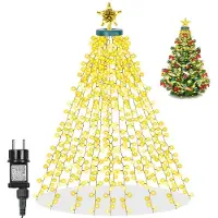 Rosikey Christbaumbeleuchtung mit LED Sterne, Rosnek 410LEDs Weihnachtsbaum Lichterkette 2m Höhe, 8 Leuchtmodi Memory Timer, für Innen Weihnachten Tannenbaum