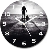 Tulup Wanduhr aus Glas 30fi Glasbild Glasuhr Gehärtetes Glas - weisse-zeiger - Guitarist on the pier