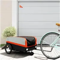 Markenlos Fahrradanhänger in Schwarz und Orange, 45 kg, Eisen, für Outdoor-Aktivitäten und Radsport