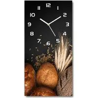Tulup Wanduhr aus Glas – 30x60 cm - Glasbild - Glasuhr - Gehärtetes Glas -Brot