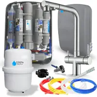 ARI Wasserfilter Set RO7 Slim mit 3-Wege Küchenarmatur Venom 2, INOX, 7-stufige Filtration, Mineralisierung