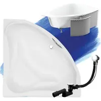 Badland Eckbadewanne Badewanne Ewa 134x134 mit Ablaufgarnitur, Füßen und Styroporverkleidung GRATIS
