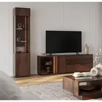 Feldmann-Wohnen Wohnwand Collodi Wohnzimmer-Set 2-teilig Wildeiche Tabak Massivholz geölt Ausführung wählbar