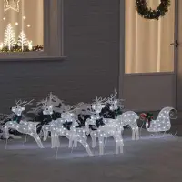 vidaXL "Schlussverkauf" LED Rentiere 7 Stück - zu Weihnachten - Weiß Stoff C13059