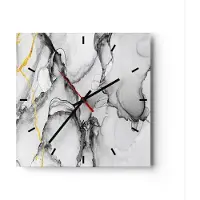 ARTTOR Wanduhr - Quadrat - Glasuhr - Stein Abstraktion Kontrast - 30x30cm - Schleichendes Uhrwerk - Lautlos - zum Aufhängen bereit - Dekoration Modern - Wanddekoration aus Glas - C3AC30x30-4761