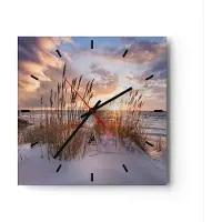 ARTTOR Wanduhr - Quadrat - Glasuhr - Westen auf der Strand - 30x30cm - Schleichendes Uhrwerk - Lautlos - zum Aufhängen bereit - Dekoration Modern - Wanddekoration aus Glas - C3AC30x30-4710