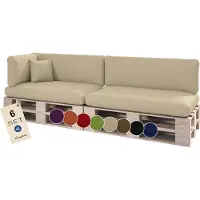 Sunnypillow Palettenkissen für Palettenmöbel - 6er Set - Palettenauflage für Palettensofa für Haus Garten - Palettenpolster mit abnehmbarem Bezug für Europaletten - Rückenkissen & Sitzkissen Cremefarben