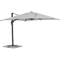 Bizzotto Ines Charc, Innenhof-Sonnenschirm mit Ausleger, Quadratisch, Hellgrau, Polyester, Aluminium, Aluminium