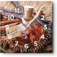 ARTTOR Wanduhr - Quadrat - Glasuhr - Ayurwenda Anis Vanille - 40x40cm - Schleichendes Uhrwerk - Lautlos - zum Aufhängen bereit - Dekoration Modern - Wanddekoration aus Glas - C4AC40x40-4182